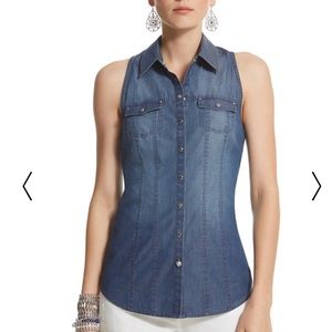 White House Black Market Denim Sleeveless Shirt